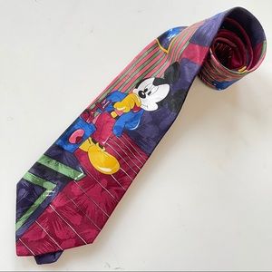 Disney Unlimited Tie Polyester Iridescent Mickey Mouse Red Vintage 4 in width